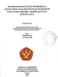 Image of Optimasi Penggunaan Sumberdaya untuk Mencapai Keutungan Maksimum pada Usaha Meubel “Bamba Ratan” di Kota Palu